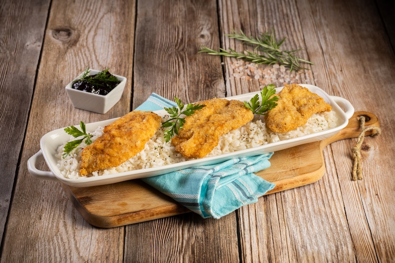 39. Dulcinea ajándéka: Dióbundában sült csirkemell áfonyalekvárral, párolt rizzsel